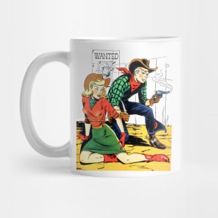 Wanted Cowboys Cowgirl Western Broncho Bill Vintage Comic Book Mug